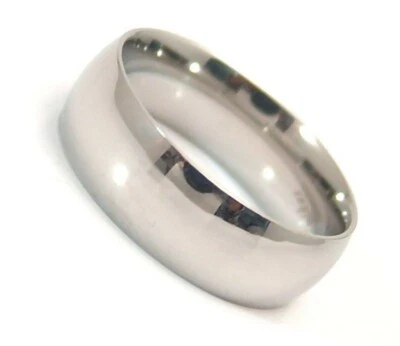 Anillo de boda tradicional para hombre banda de ajuste cómodo 8 mm acero inoxidable quirúrgico  Foto 1 de 3
