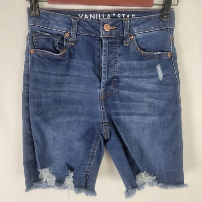 Vanilla Star Denim Shorts Womens 0 Blue Jean High Rise Bermuda Button Fly - Image 1 of 4