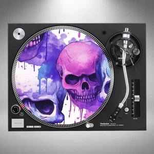 Skull Slipmats 12" Turntable Pink Skulls Pair or Single *Posted In Cardboard* - Picture 1 of 5