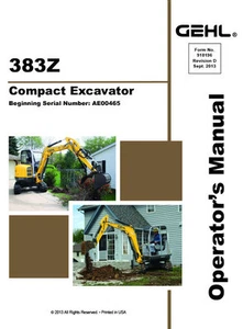 Gehl 383z 383 z Excavator Operators Owners Manual 2013 New Paperback FREE S&H - Picture 1 of 6