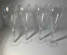 Set Of 4 Vintage Hand Blown Wine Clear Glass Delicate Vino Stemware