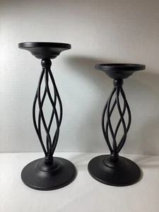 Partylite Säule Kerzenhalter Dekor schwarz Metall (2er Set) - Bild 1 von 13