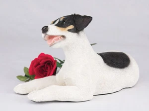 Urna de resina Jack Russel pequeña/sake de 68 pulgadas cúbicas negra, marrón y blanca - Imagen 1 de 1