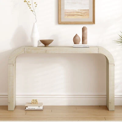 52" Wood Console Table with Curved Edge Perfect for Entryways and Living Rooms - Image 1 of 4