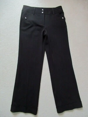 NWOT Studio 1940 Black Diamond Button Wide Leg Bootcut Cuffed High Dress Pants 8 - Image 1 of 4