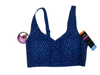 Sujetador Inalámbrico Easylite Bali Comfort Revolution Pequeño NUEVO Azul Polk-A-Dot Foto 1 de 4
