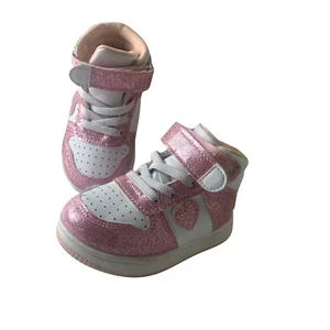 4c Gerber pink and white Heart high top Ankle support Tennis shoes for toddler - Picture 1 of 4