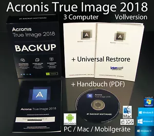 Acronis True Image 2018 Vollversion 3 PC/Mac Box, CD + Universal Restore OVP NEU - Bild 1 von 11