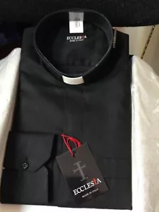 CLERGY CLERICAL CATHOLIC PRIEST SHIRT LONG SLEEVE 100 % COTTON MADE IN ITALY - Picture 1 of 1