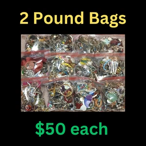 Bulk Pierced Earrings By The Pound Jewelry Lot Wearable Pairs Singles Craft Mix - Picture 1 of 4