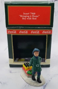 1992 Coca-Cola Town Square Collection Item 7960 "Bringing it Home" Boy w/ Sled - Picture 1 of 16