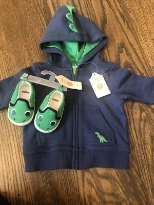 NUEVO CON ETIQUETAS Gymboree Niño Azul Dinosaurio Sudadera OTOÑO Chaqueta Zapatos 2 Piezas SET 0 3 Foto 1 de 4