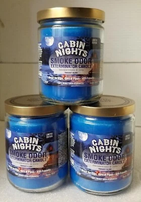 Smoke Odor Exterminator 13 oz Jar Candle, Cabin Nights Set of Three Candles. - Image 1 of 2