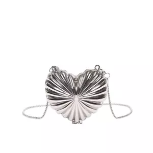Elegante Umhängetasche/Münzbörse Silber Mini Herz Hartschale - Bild 1 von 3