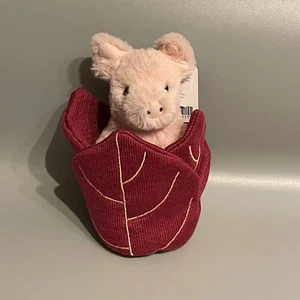 Jellycat Poppin Pig - Pig In A Flower Plush - Tiny Pig New With Tag - Retired 5” - Picture 1 of 5