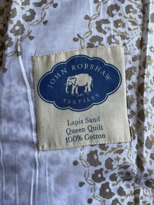John Robshaw Queen Quilt in Lapis Sand, Reversible w/ Stripe Back- New with tags - Image 1 of 4
