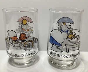 Ziggy 7up Collector Series Soda Glasses Here’s To Good Friends 1977 Pair - Picture 1 of 2