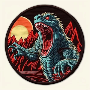 Kaiju Monster Patch Iron-on Applique Creature Badge Monsterverse Lizard Manga - Picture 1 of 12