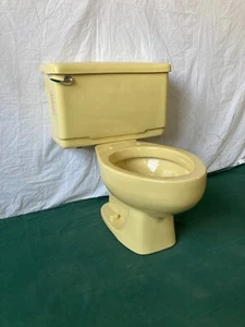 Vtg Aztec Gold Yellow Porcelain Toilet Old Crane Bath Elongated Bowl 155-24E - Picture 1 of 22