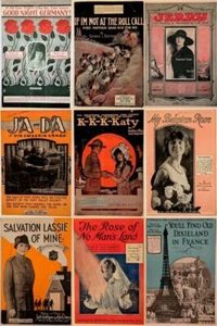 Konvolut 9 alte kleine Noten: Patriotische Kriegsausgaben des Ersten Weltkriegs; Leo Feist, Inc. - Bild 1 von 2