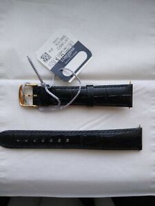New Mens Authentic Longines black crocodile leather strap band 17mm width buckle