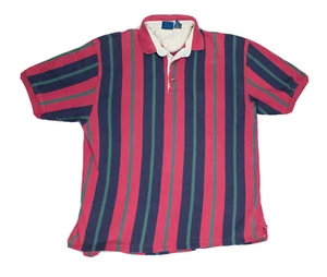 Mens Cambridge Classics Polo Shirt Vintage 80s 90s Striped Short Sleeve XL pink - Picture 1 of 7