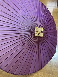 Japanese Antique Janome Paper Umbrella Purple 48 Ribs Habutae Art Collectible - Picture 1 of 16