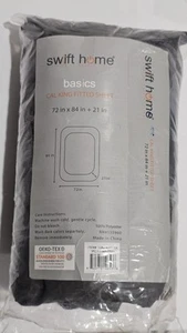 NUOVO OPEN PKG Cal King Lenzuolo con angoli grigio 72"x84"x21"/A/72 - Foto 1 di 3