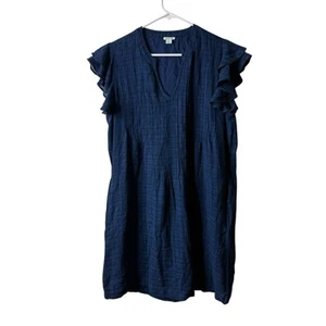 Sundance Blue Galaxy Plaid Cotton Gauze Ruffle Everyday Traveler Dress Small - Picture 1 of 8