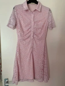 OASIS Lace look light pink shirt dress size S small 8-10 - Picture 1 of 4