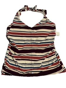 NWT Anne Cole Women’s Striped Halter Tankini Swimsuit Top - Size M - Picture 1 of 8