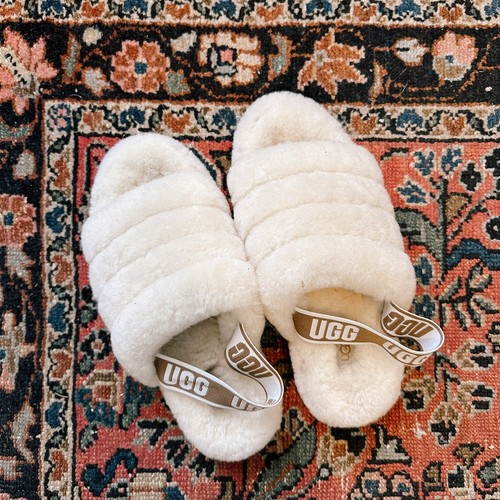 UGG Fluff Yeah Slide Natural 1095119 Ciabatta sandalo donna taglia 9