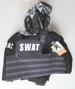 SWAT Polizei Halloween gepolsterte Uniform Kostüm Kunststoffhelm Jungen klein 6-7 NEU - Bild 1 von 3