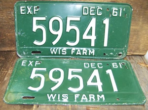 1961 Wisconsin Farm license plates - Picture 1 of 6