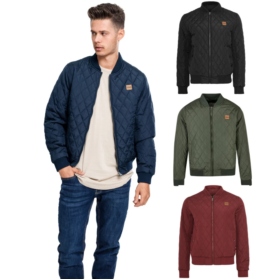 Urban Classics Diamond Quilt Nylon Jacket Classic Streetlook Ripped - Image 1 of 1