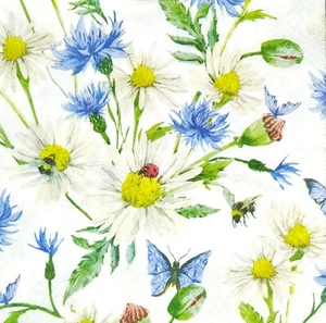 Q031# 3 servilletas de papel individuales para decoupage margarita maíz patrón de chinche - Imagen 1 de 8