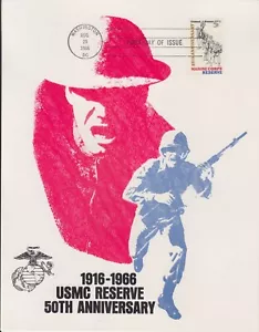 1966 #1315 Cuerpo de Marines de los Estados Unidos Reserva FDC en maxi tarjeta oficial ¡Joya de los Estados Unidos! - Imagen 1 de 2