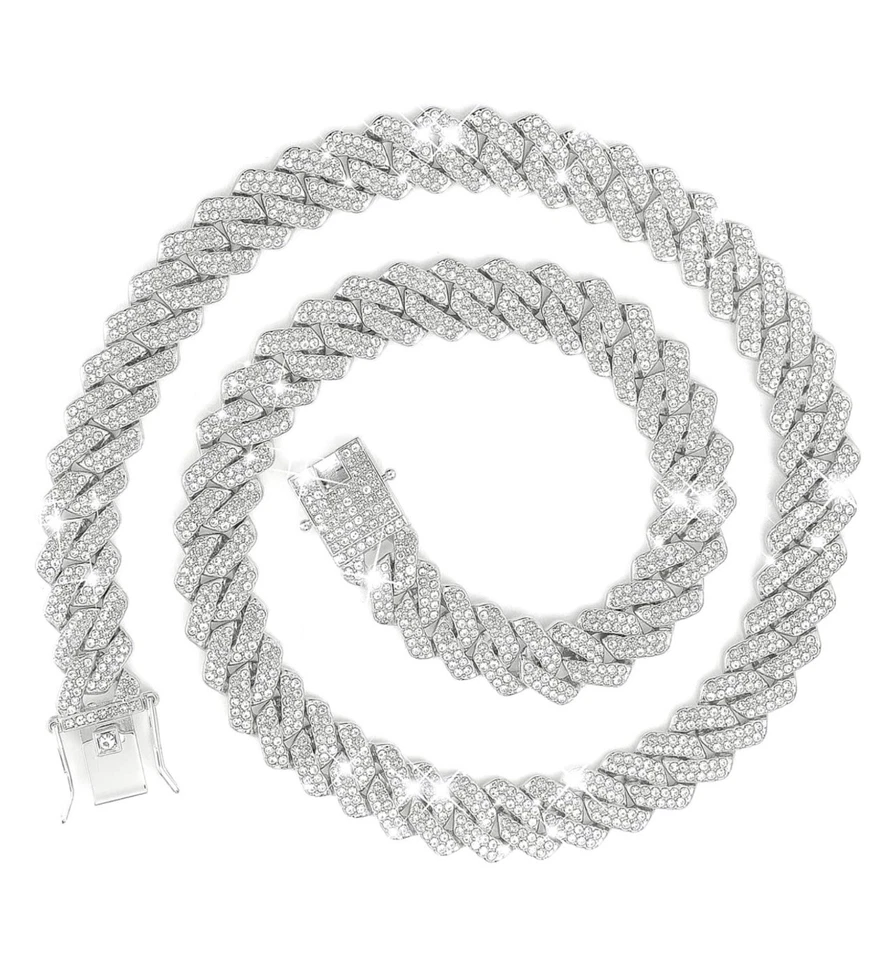 Eslabón cubano helado 24 pulgadas | Cadena de lujo Foto 1 de 3