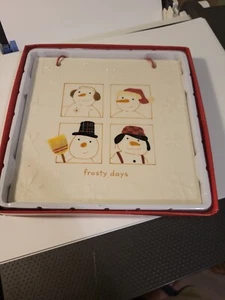 Hallmark wall plaque tile FROSTY DAYS. new in box. 4 Snowmen on hanging. Ch - Picture 1 of 3