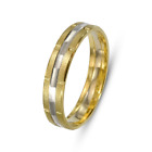 Stardust Finish Multi Faceted Brushed Wedding Ring In 14K Two Tone Gold Jewelry