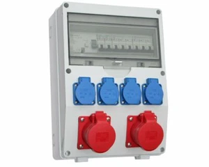 Wandverteiler Baustromverteiler EL 2x16A CEE / 4x230V mit LS und FI - Afbeelding 1 van 8