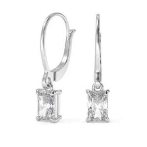 2.4 Ct Radiant Cut Diamond Earrings Lever Back 14k White Gold Plated Lab Created - Picture 1 of 4