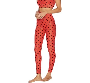 Beach Riot Women's Printed Ayla Leggings Size Medium New Ribbed Red Highrise - Picture 1 of 5
