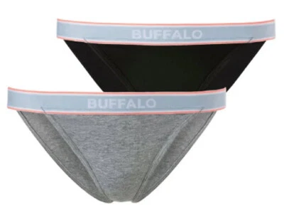 NEU 2 STÜCK SLIP SPORTIV LOGOBÜNDCHEN GR. 36-50 BUFFALO schwarz + grau *25409757 - Bild 1 von 4