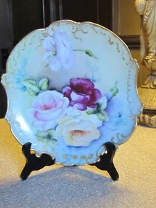 Wunderschöner Limoges Rosenteller mit Goldrand. 9". EUC - Bild 1 von 7