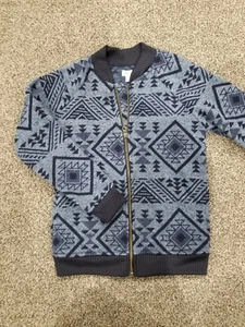GYMBOREE Boys BLUE AZTEC PATTERN sweater ZIPPER EUC size 7/8 - Picture 1 of 2