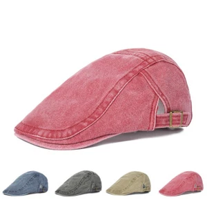 Cappello uomo cotone tinta unita berretto piatto a punta Duckbill Gatsby camionista edera guida CS24112 - Foto 1 di 10