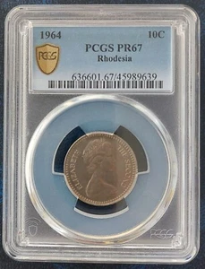 RHODESIA 1 SHILLING 10 CENTS PROOF COIN 1964 YEAR KM#2 PCGS GRADING PR67 - Picture 1 of 3