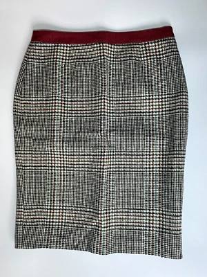 Boden British Tweed Skirt Size 12 Pencil Moon Fabric 100% Wool Check Plaid Knee - Image 1 of 4