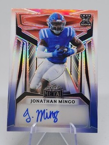 JONATHAN MINGO AUTO 2023 LEAF METAL RED WHITE & BLUE PANTHERS 1/4 Rookie Rc Ssp 